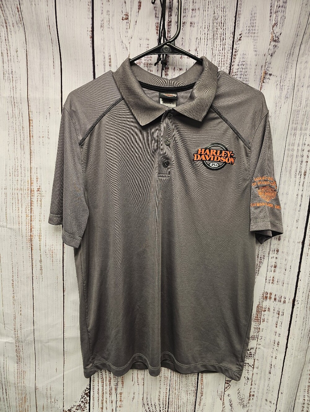 Harley-Davidson Men's Size L Gray Grand Cayman Performance Polo Shirt Fanatics